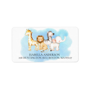 Cute Safari Animals Baby shower Adres Label