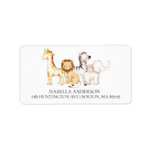 Cute Safari Animals Baby shower Adres Label