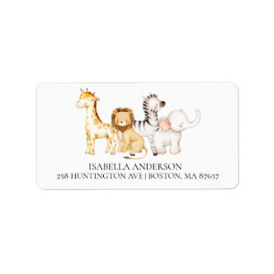 Cute Safari Animals Baby shower Adres Label