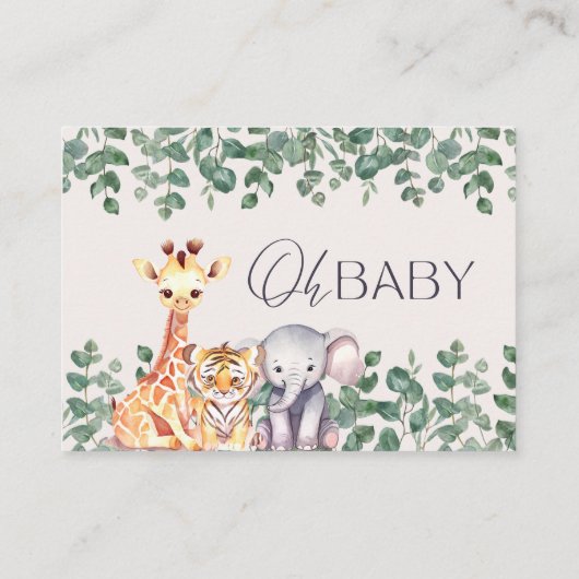 Cute Safari Animals Baby shower Books for Baby Informatiekaartje (Achterkant)
