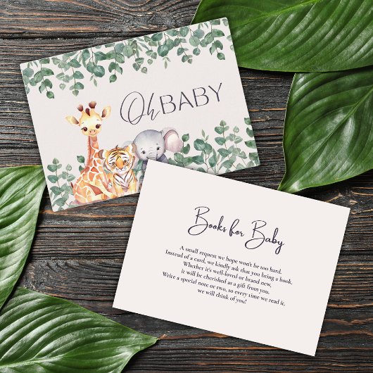 Cute Safari Animals Baby shower Books for Baby Informatiekaartje