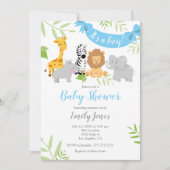 Cute Safari Animals Baby shower Boy Invitation Kaart (Voorkant)