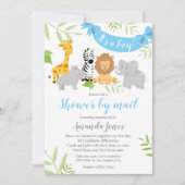 Cute Safari Animals Baby shower Boy Invitation Kaart (Voorkant)