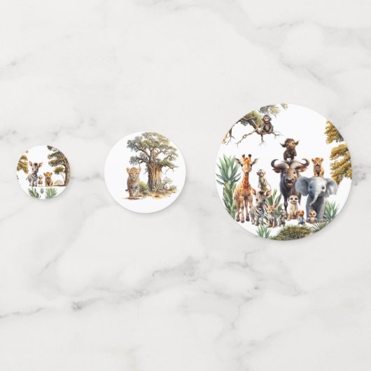 Cute Safari Animals Baby shower Confetti (Voorkanten)