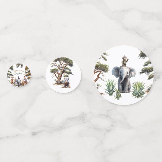 Cute Safari Animals Baby shower Confetti (Achterkanten)