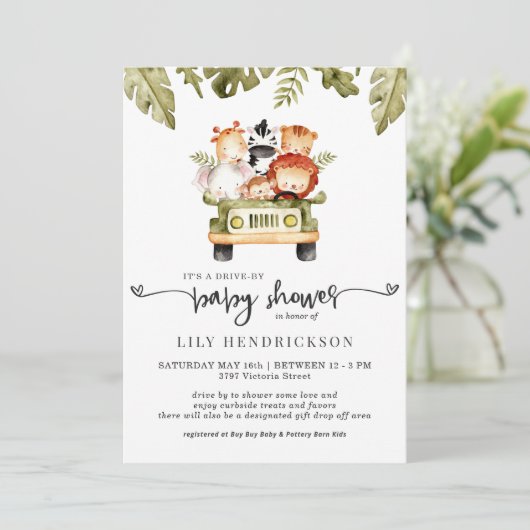 Cute Safari Animals | Baby shower "drive-by" (Staand voorkant)