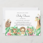 Cute Safari Animals Baby shower Invitation (Voorkant)