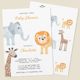 Cute Safari Animals Baby shower Invitation Kaart