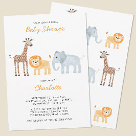 Cute Safari Animals Baby shower Invitation Kaart