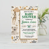 Cute Safari Animals Baby shower Invitation Kaart (Staand voorkant)