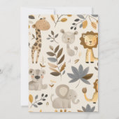 Cute Safari Animals Baby shower Invitation Kaart (Achterkant)