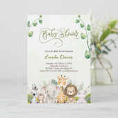 Cute Safari Animals Baby shower Invitation Kaart (Staand voorkant)