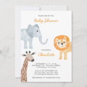 Cute Safari Animals Baby shower Invitation Kaart (Voorkant)