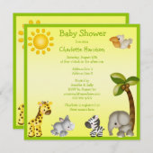 Cute Safari Animals Baby shower Kaart (Voorkant / Achterkant)