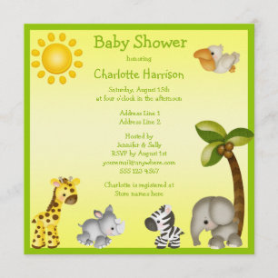 Cute Safari Animals Baby shower Kaart
