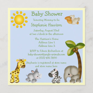 Cute Safari Animals Baby shower Kaart