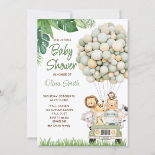 Cute Safari Animals Baby shower Kaart