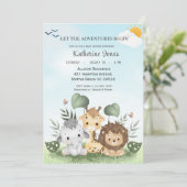 Cute Safari Animals Baby shower Kaart (Staand voorkant)