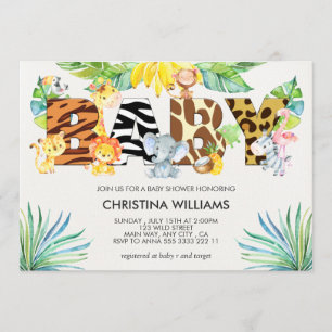 Cute Safari Animals Baby shower Kaart