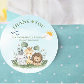 Cute Safari Animals Baby shower Ronde Sticker