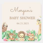 Cute Safari Animals Baby shower Vierkante Sticker (Voorkant)