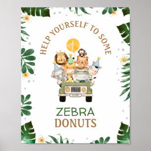 Cute Safari Animals Birthday Party Sign Poster
