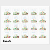 Cute Safari Animals |Blauw Baby shower Hartelijk d Vierkante Sticker (Vel)
