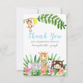 Cute Safari Animals | Blue Baby Boy Shower Bedankkaart (Voorkant)