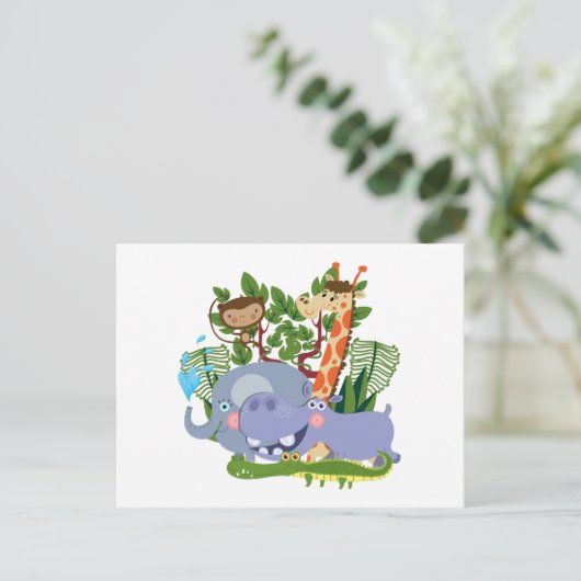 Cute Safari Animals Briefkaart (Staand voorkant)