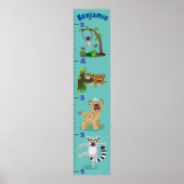 Cute safari animals cartoon growth chart poster (Voorkant)