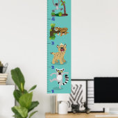 Cute safari animals cartoon growth chart poster (Thuiskantoor)