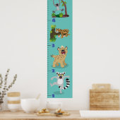 Cute safari animals cartoon growth chart poster (Keuken)