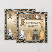 Cute Safari Animals Chic Birthday Party Kaart (Voorkant / Achterkant)