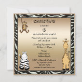 Cute Safari Animals Chic Birthday Party Kaart (Achterkant)