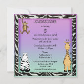 Cute Safari Animals Chic Birthday Party Kaart (Achterkant)