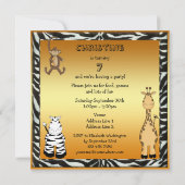 Cute Safari Animals Chic Gold Birthday Party Kaart (Achterkant)