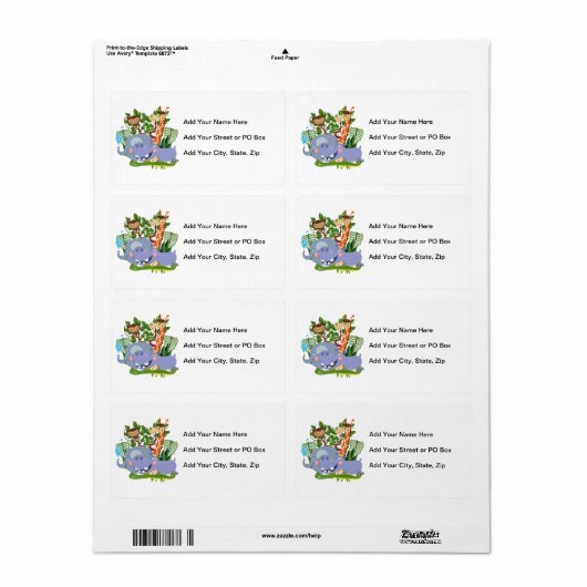 Cute Safari Animals Etiket (Full Sheet)