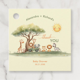 Cute safari animals gender neutral baby shower bedankjes labels