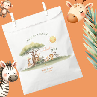 Cute safari animals gender neutral baby shower bedankzakje