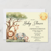 Cute safari animals gender neutral baby shower kaart (Voorkant)