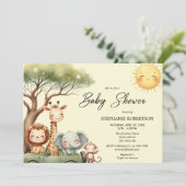 Cute safari animals gender neutral baby shower kaart (Staand voorkant)