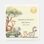 Cute safari animals gender neutral baby shower servet (Voorkant)