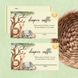 Cute Safari Animals gender neutral diaper raffle Notitiekaartje