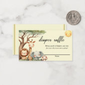 Cute Safari Animals gender neutral diaper raffle  Notitiekaartje (Voorkant / Achterkant in situ)