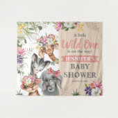 Cute Safari Animals Girl Baby shower Backdrop Sign Wandkleed (Voorkant (horizontaal))