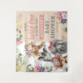 Cute Safari Animals Girl Baby shower Backdrop Sign Wandkleed (Voorkant)