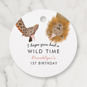 Cute Safari Animals Girl Birthday Party Bedankjes Labels