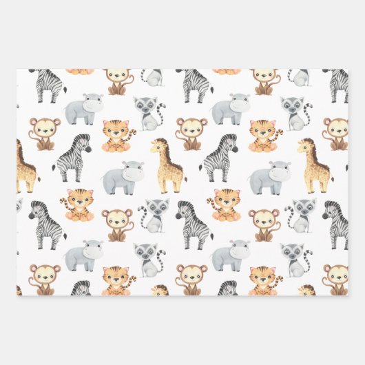 Cute Safari Animals Inpakpapier Vel (Voorkant 2)