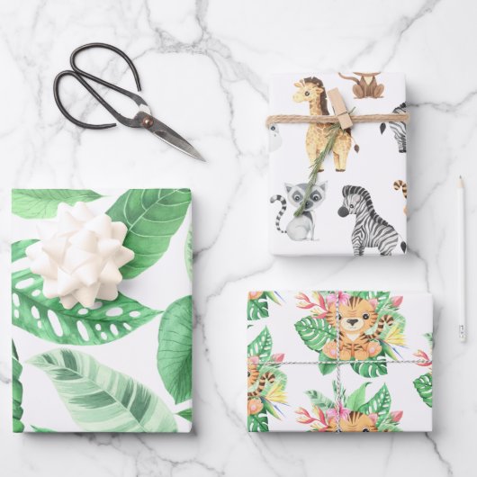 Cute Safari Animals Inpakpapier Vel (Voorkant)