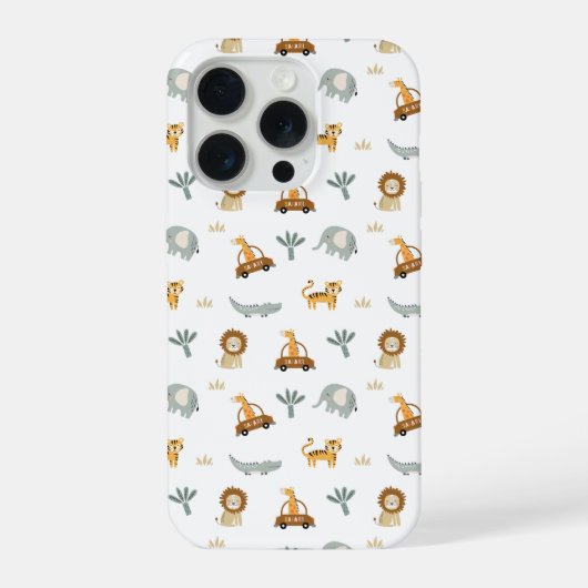 Cute Safari Animals Jungle Pattern Phone Case iPhone Hoesje (Achterkant)